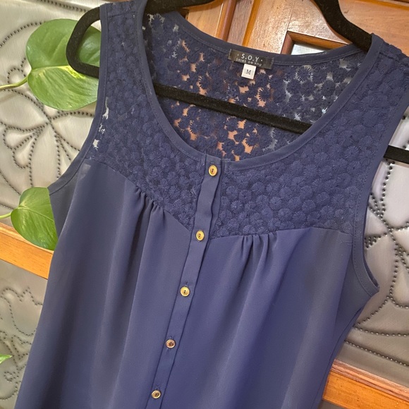 S.O.Y. Tops - 2/$10- S.O.Y. - Embroidered Detail High Low Top